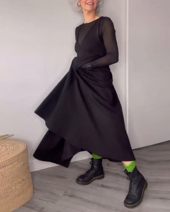 Robe Plissée À Large Ourlet Avec Bretelles