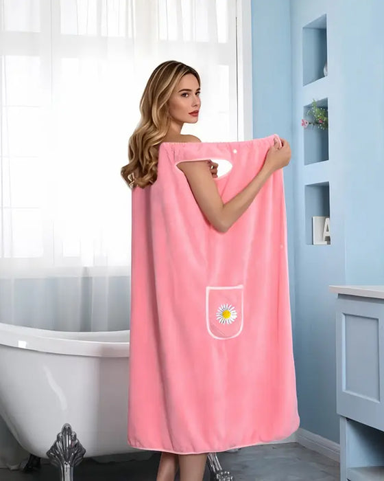Doux Absorbant Séchage Rapide Portable Serviette De Bain Jupe Avec Poche À Motif Fleuri
