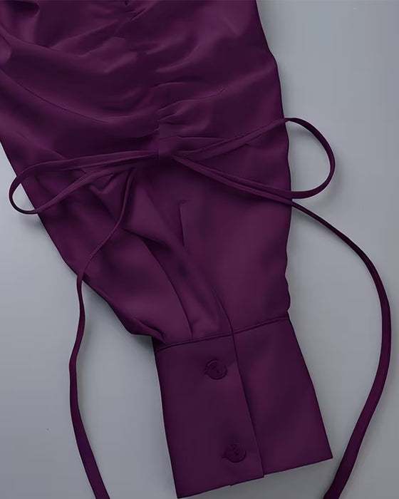 Chemise Attacher Froncé Bouton Devant Lâche
