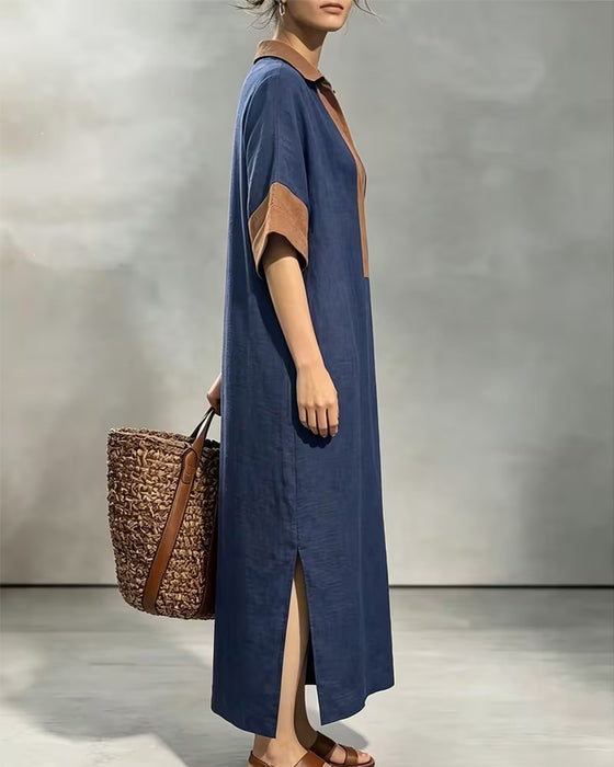 Robe Revers Bloc-Couleur Vacances