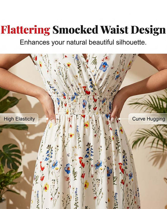 Robe Décontractée Col V Imprimée Longue Maxi