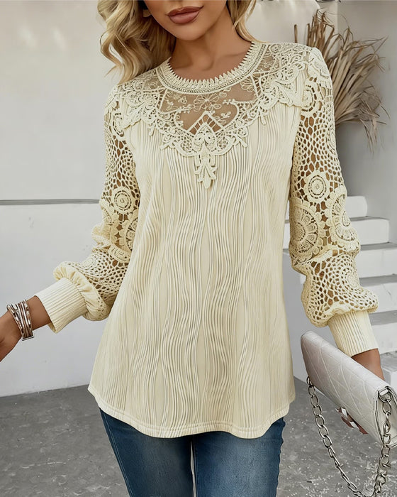 Blouse Manche Longue Dentelle Vague