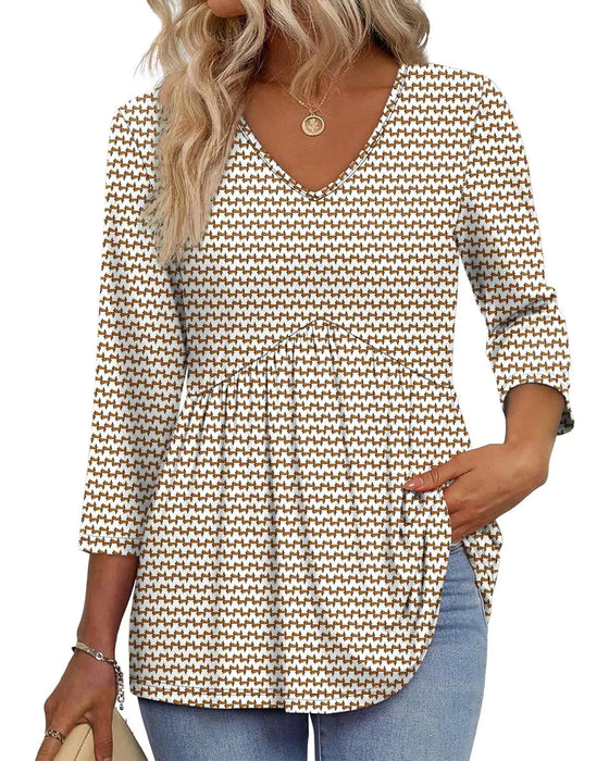 Blouse Ample Manches Trois-Quarts Décontractée