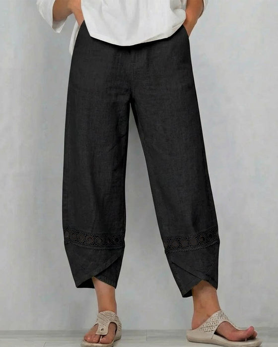 Pantalon Uni Ajouré Décontracté