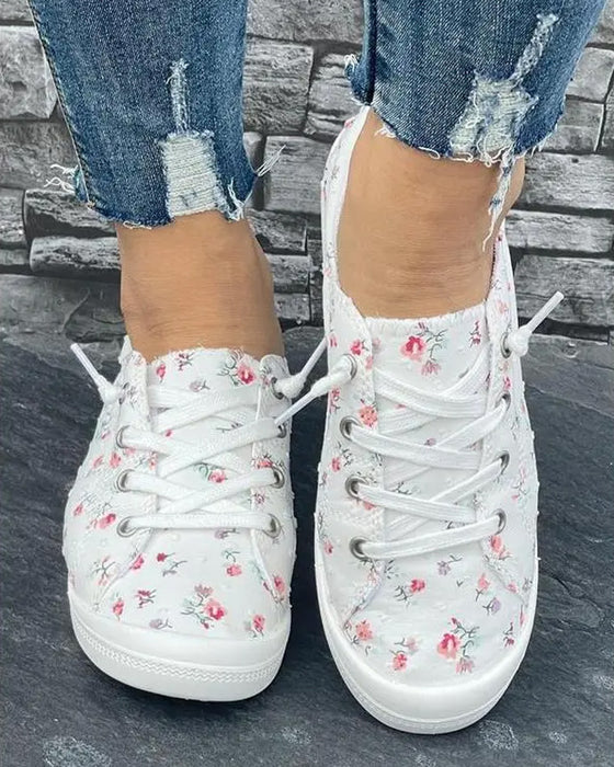 Chaussures Imprimé Floral Mode Décontracté Tissu