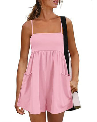 Jumpsuit Couleur Unie Bretelles Jambe Large