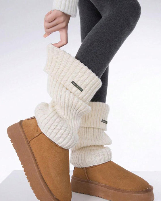 Guêtres Basiques Unies Pour Femme Avec Décor D’Étiquette Métallique, Mode Minimaliste Pour Femmes