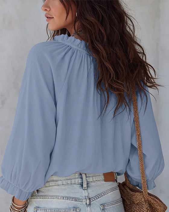 Blouse Col V Lacets