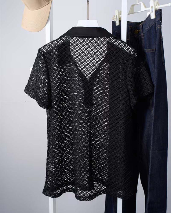 Pullover Unie Avec Col De Chemise Et Découpe