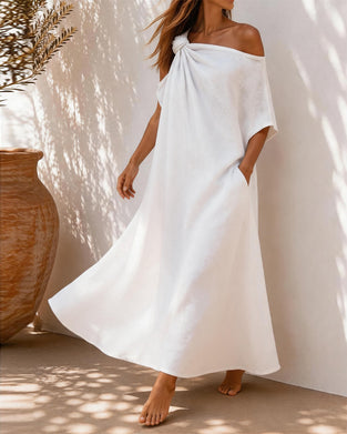 Robe Une Épaule Twist Nœud