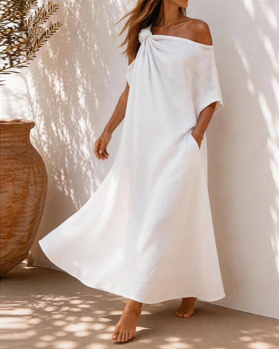 Robe Une Épaule Twist Nœud