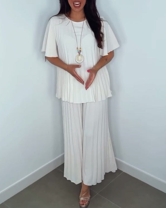 Ensembles amples plissés de couleur unie