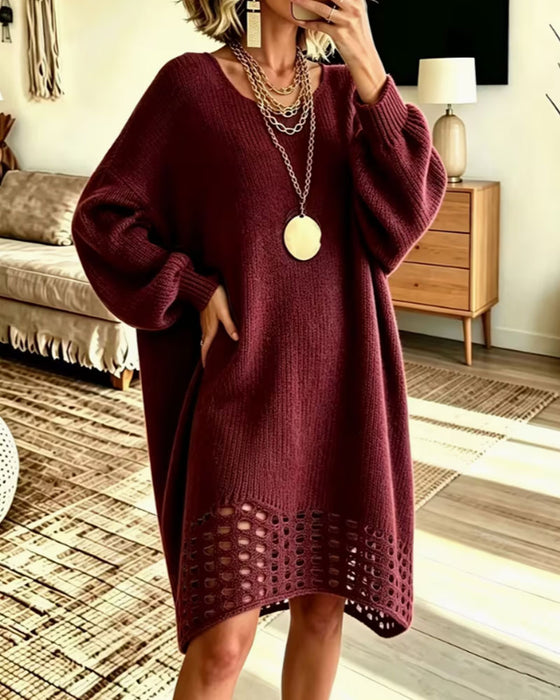 Robe Col Rond Ajouré Pull