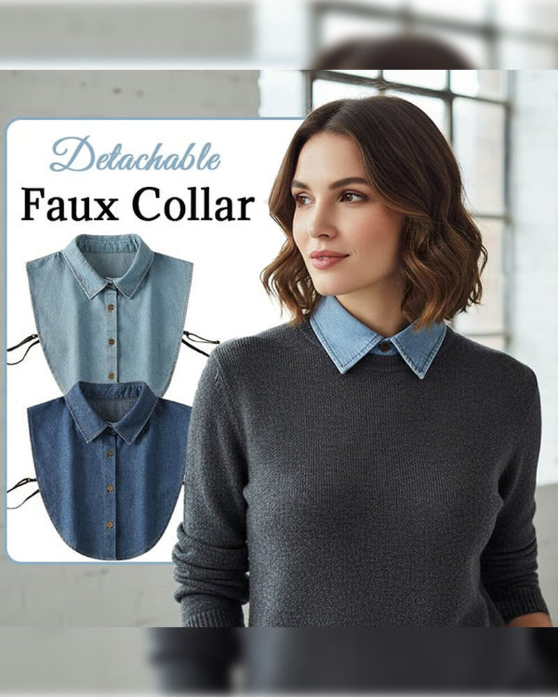 Col Classique Audacieux Denim Faux
