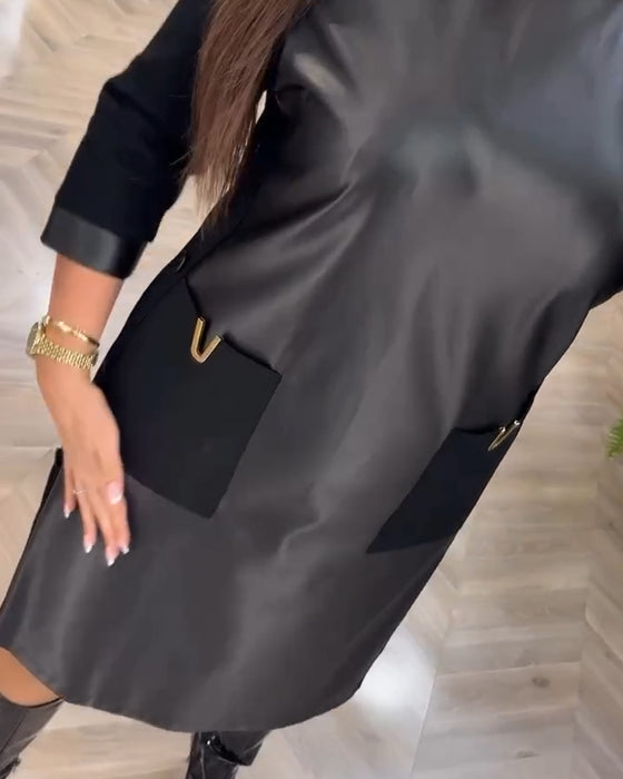 Robe fourreau à poches en patchwork tendance