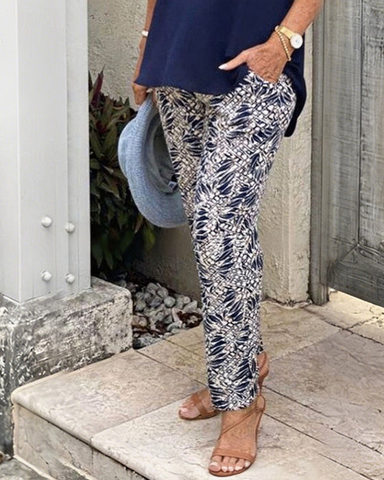 Set Unie Couleur Imprimé Casual