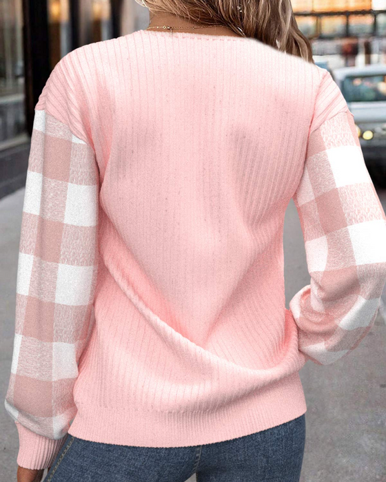 Sweat-Shirt Avec Design À Demi-Zippé, Motif En Carreaux Et Détail Patchwork