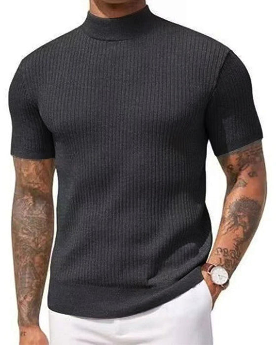 T-Shirt Mock Neck Herren Kurzarm