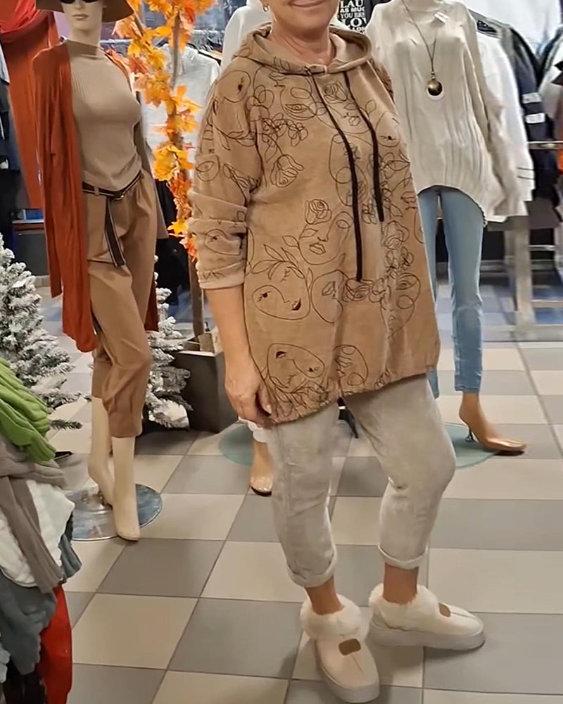 Hoodie Coupe Ample Imprimé À Capuche