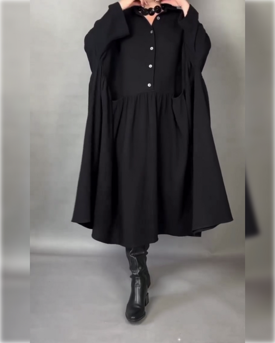 Robe Oversize En A Avec Col À Boutons