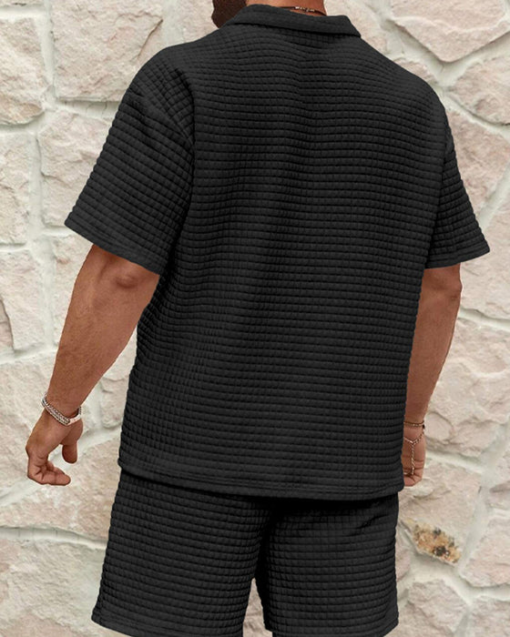 Set Col Polo Fermeture Éclair Texture Gaufrée Short
