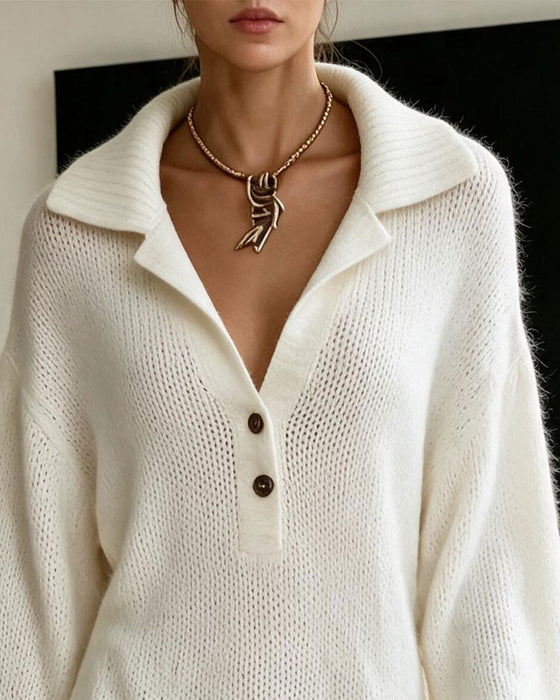 Robe Revers Manche Ballon Pull