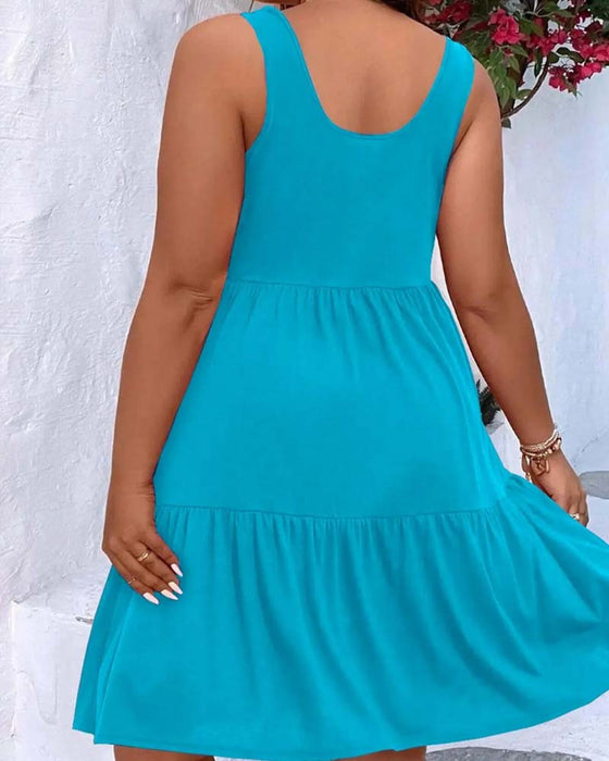 Robe Double Couche À Volants Superposés Débardeur