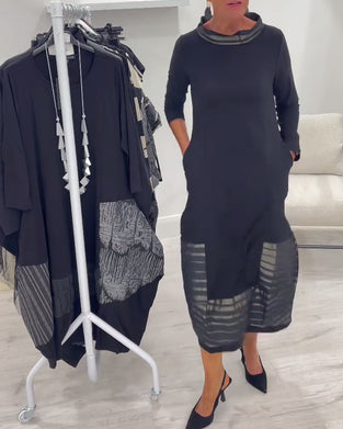 Robe Tendance Couleur Unie À Empiècements