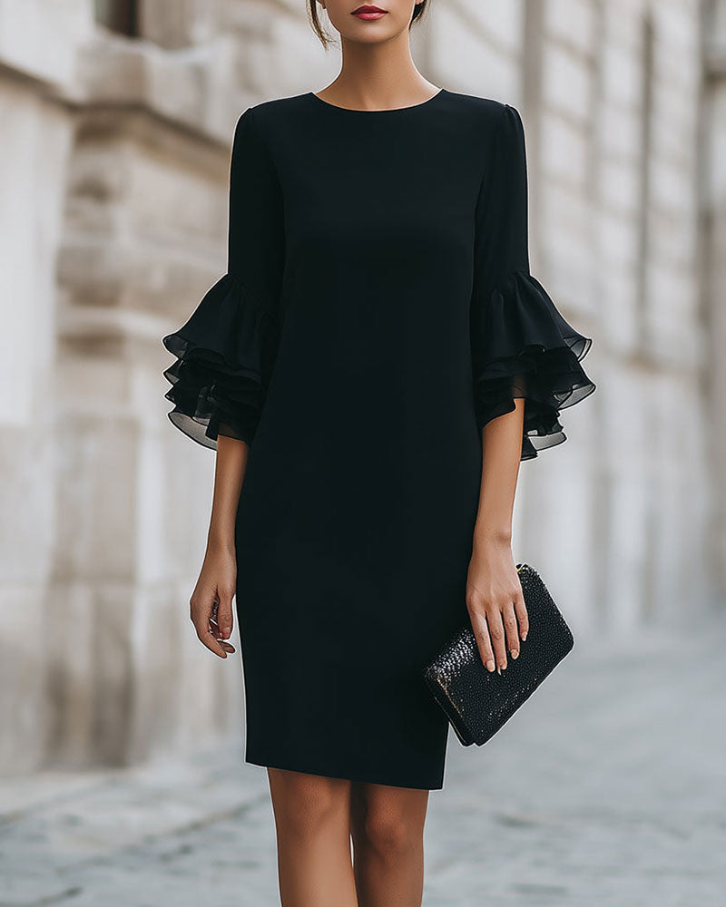 Robe Superposée Manche Évasée Slim