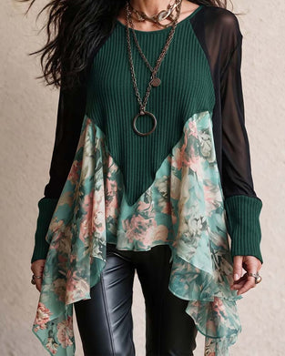 Blouse Patchwork Florale Irrégulière
