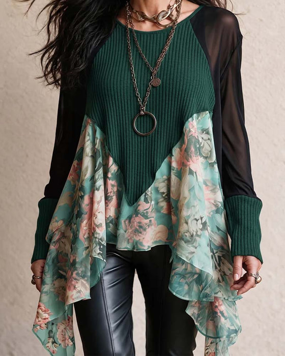Blouse Patchwork Florale Irrégulière