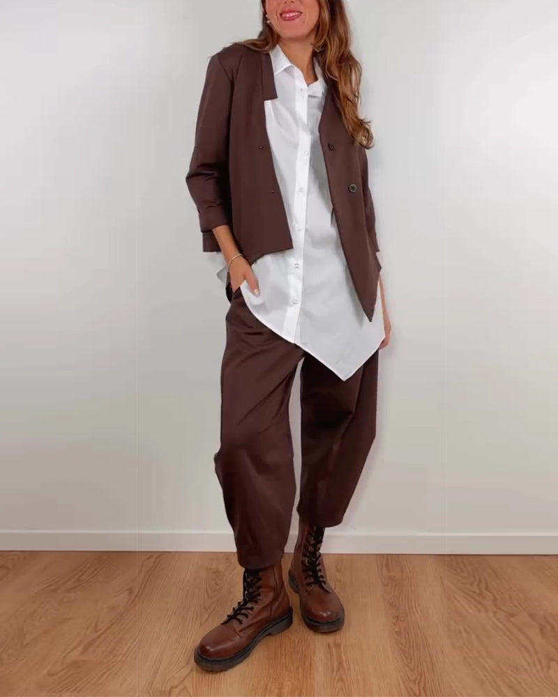 Chemise Irrégulier Uni Revers