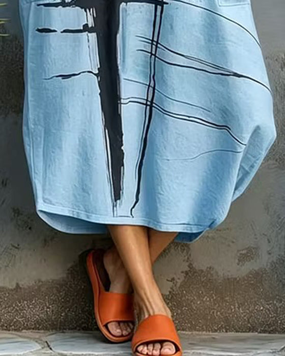 Robe Décontractée Imprimée Sans Manches Longue