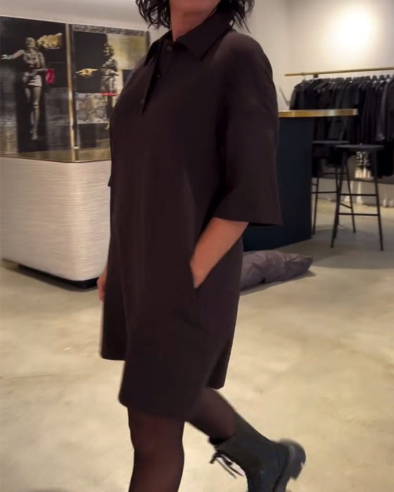 Robe Revers Manche Courte Chemise
