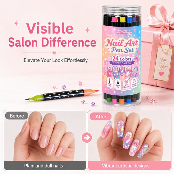Ensemble De 24 Stylos D'Art Ongulaire Double Embout