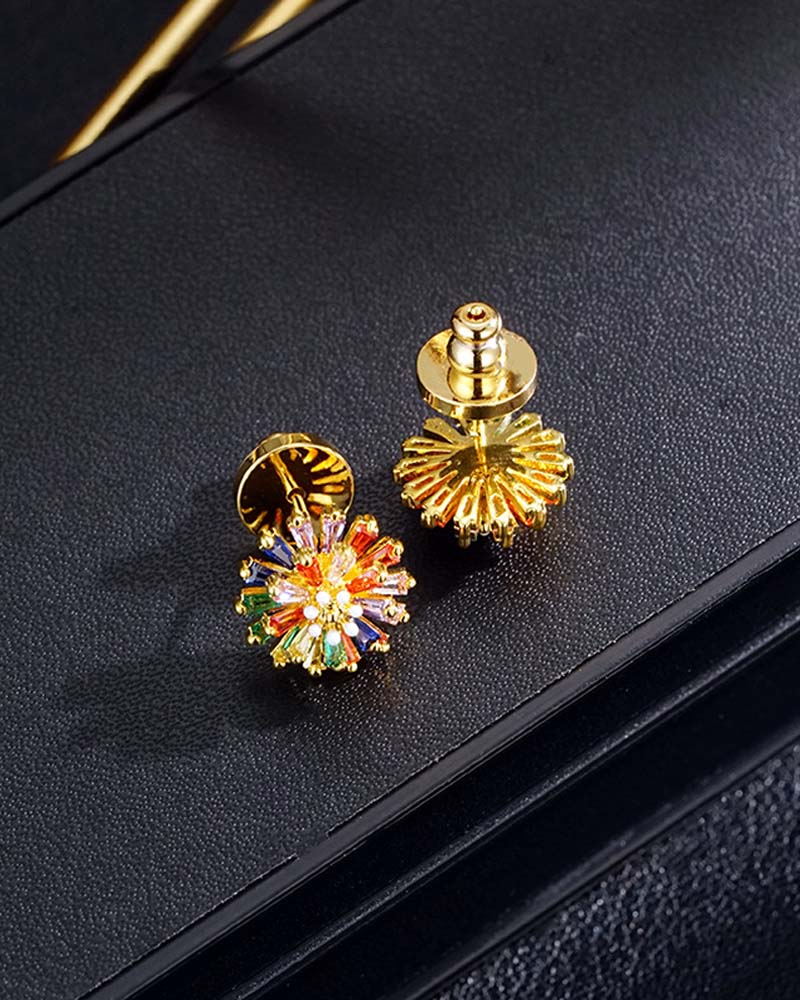 Boucles D'oreilles Clous Feu D'artifice Coloré 💎 Design Zircone & Élégant Minimaliste