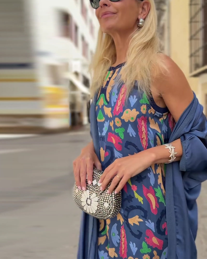 Ensemble Robe Longue Sans Manches Avec Long Cardigan
