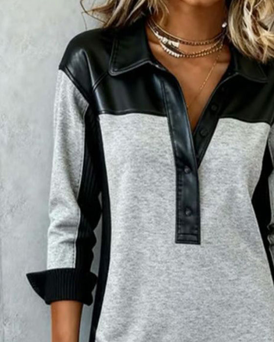 Robe Col Chemise Bloc De Couleur Décontractée
