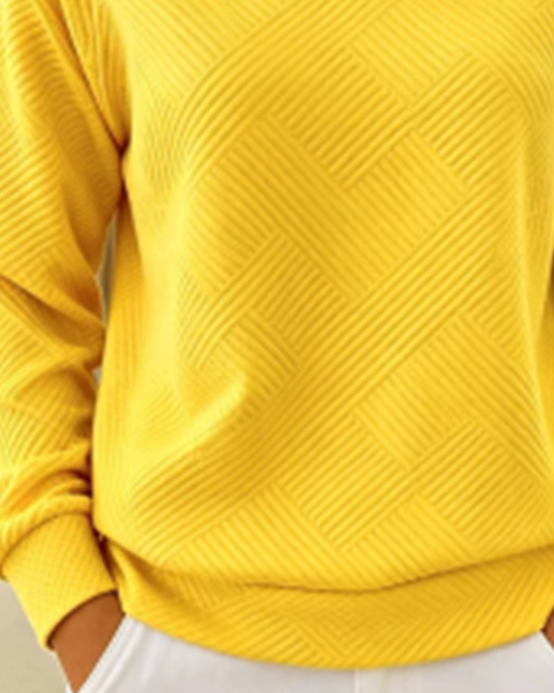 Sweat Col En V Rayé Raglan Unicolore