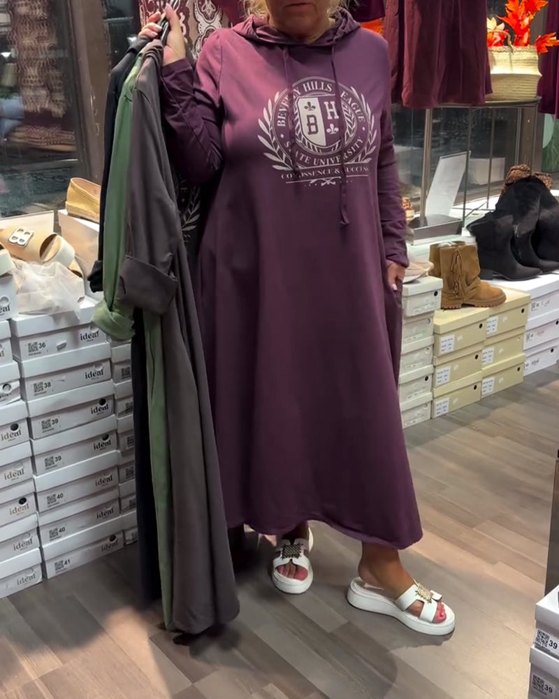 Robe À Capuche Sweat Imprimé