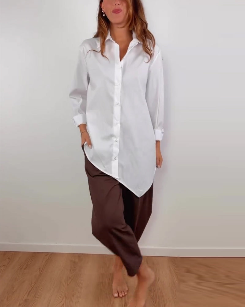 Chemise Irrégulier Uni Revers