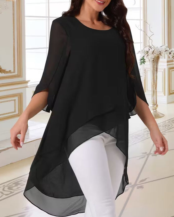 Blouse Irrégulière 3/4 Manche