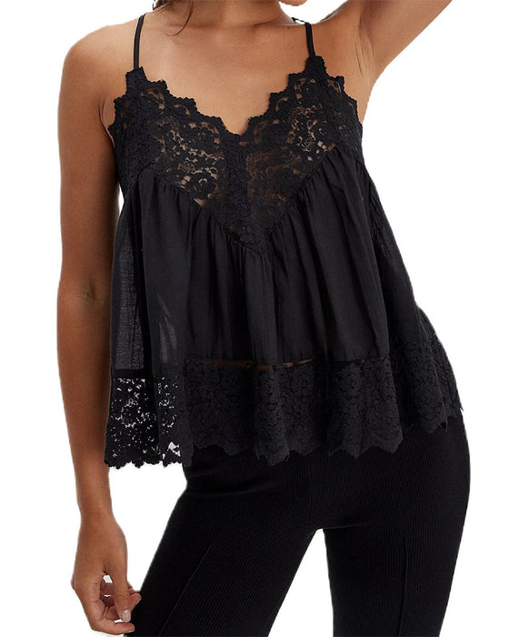 Top À Bretelles Uni En Dentelle