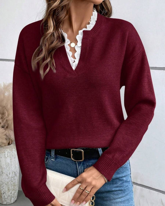 Pull En Maille Nawarat Avec Dentelle