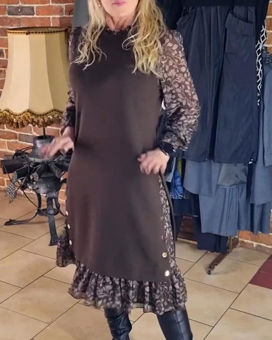 Robe À Col Rond Effet Faux Deux Pièces