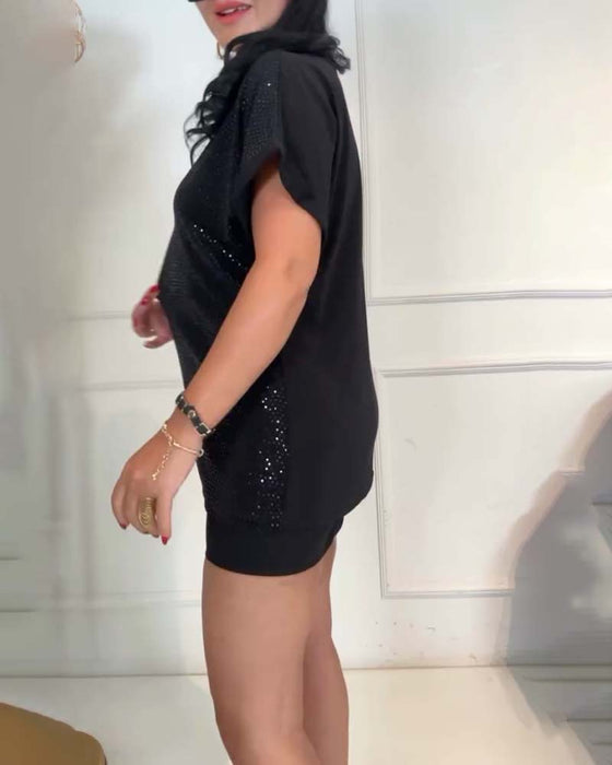 Blouse Décolletée en V Pailletée Élégante