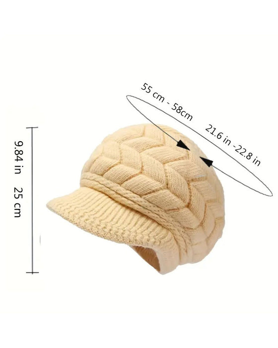 Bonnet Slouchy Beanie En Tricot Torsadé Hiver Pour Femme Doux Chaud Extensible