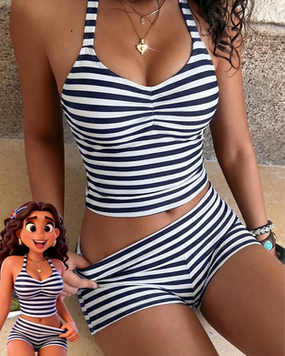 Tankini Boy Short Rayure