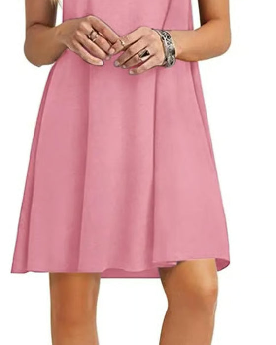 Robe Volant Manche Courte Col Rond