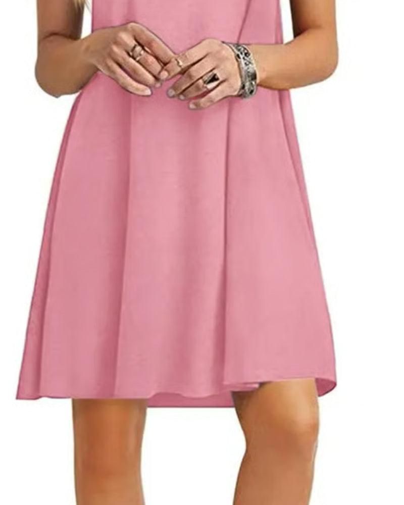 Robe Volant Manche Courte Col Rond